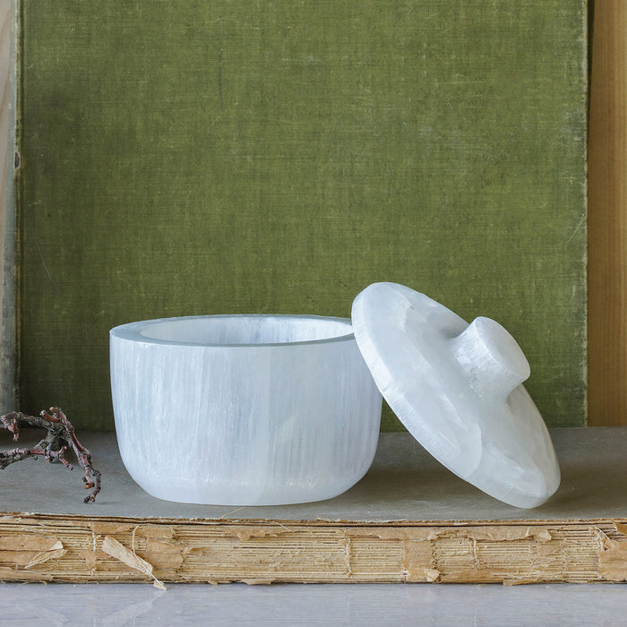 Selenite Jar with Lid