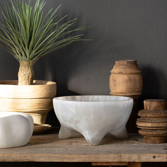 Footed Selenite Bowl, Round