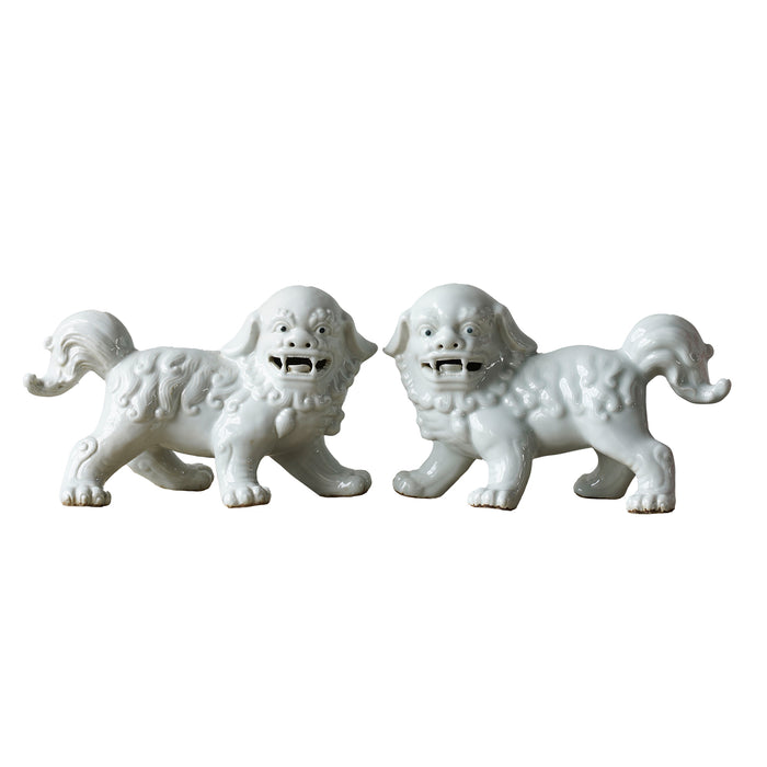 Jingdezhen Porcelain Lion Standing, Pair