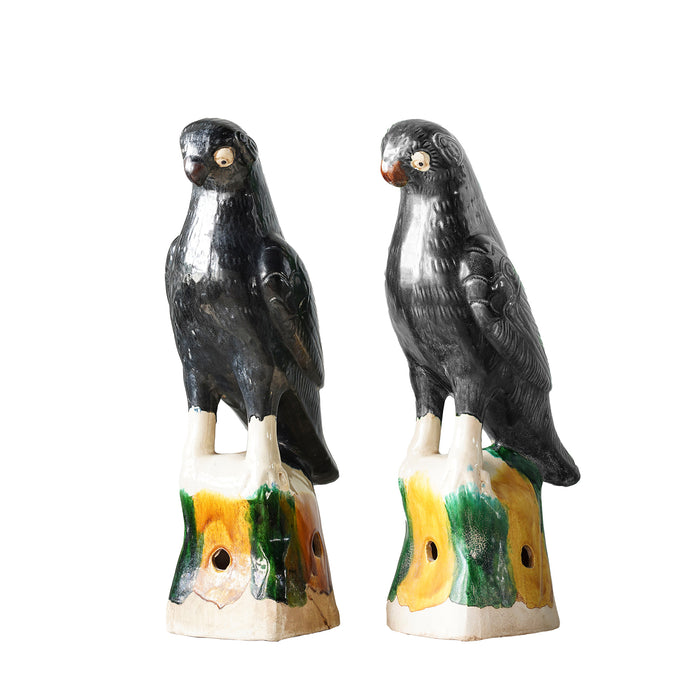 Jingdezhen Hand-Painted Porcelain Bird, Pair