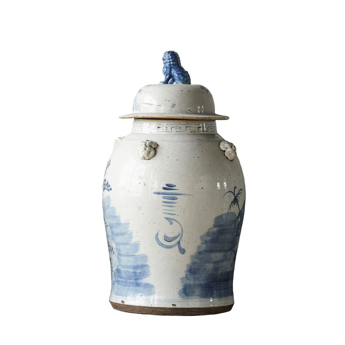 Jingdezhen Hand-Painted Temple Jar, Blue with Tree