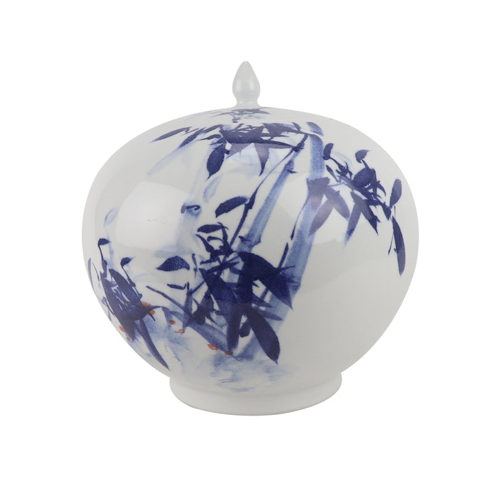 Jingdezhen Hand-Painted Ginger Jar, Blue With Bamboo