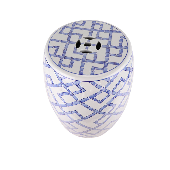 Jingdezhen Hand-Painted Garden Stool With Bamboo