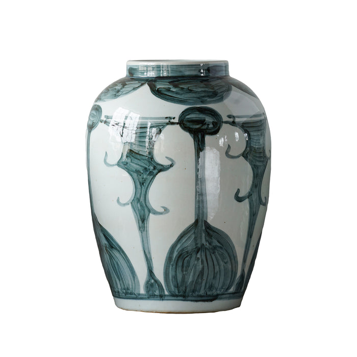 Jingdezhen Hand-Painted Jar With Horn and Lute Design