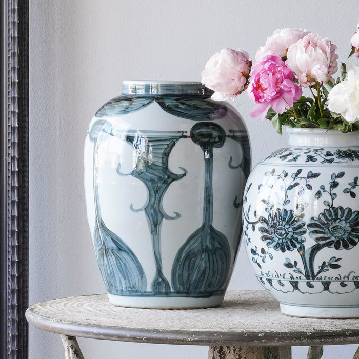 Jingdezhen Hand-Painted Jar With Horn and Lute Design