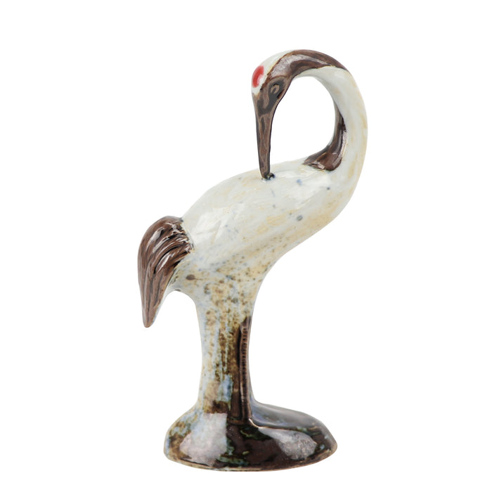 Ceramic Crane Statue Neck Turned