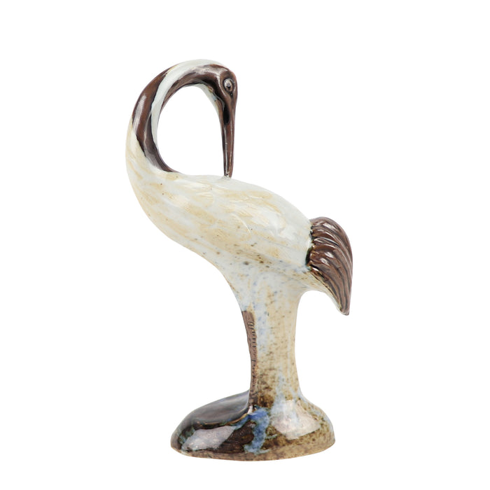 Ceramic Crane Statue Neck Turned