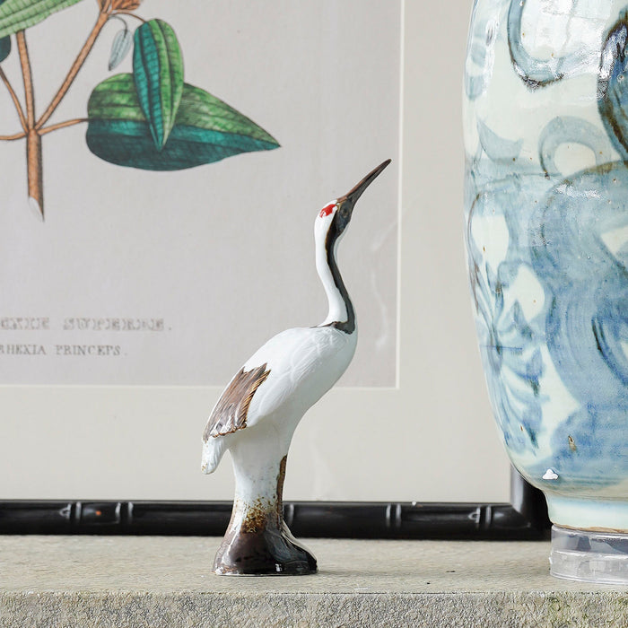 Ceramic Crane Statue Neck Straight
