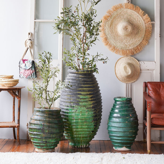 Ribbed Oil Jar Green