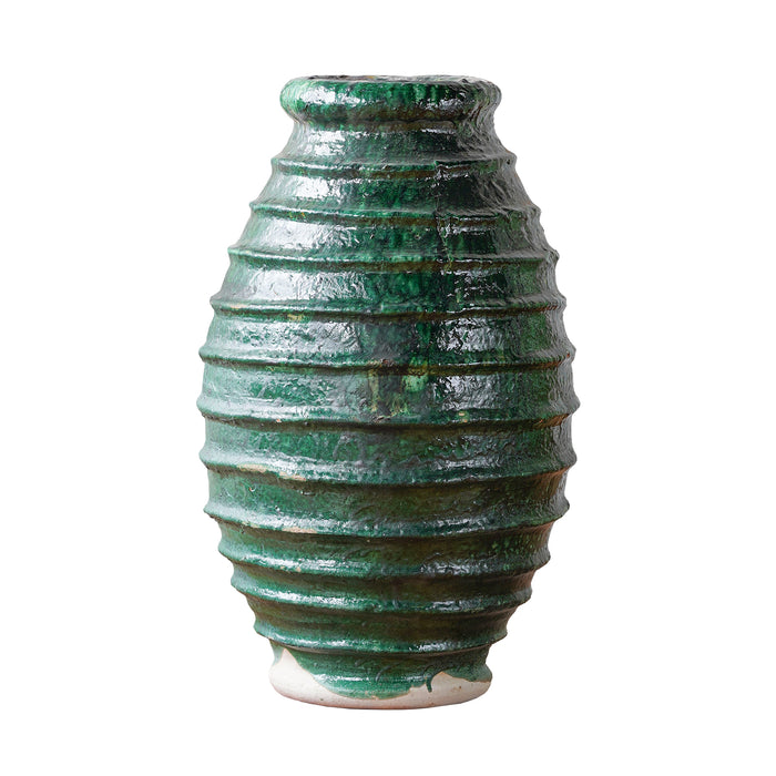 Ribbed Oil Jar Green