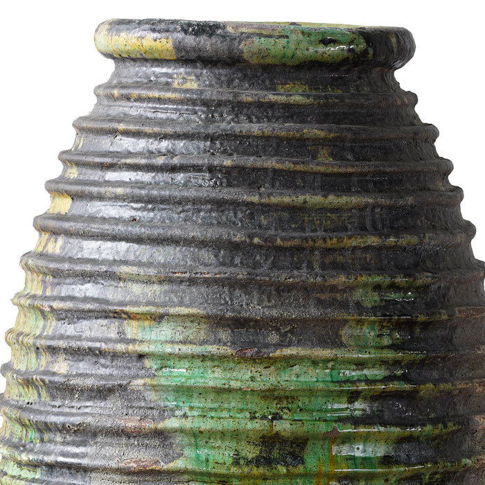 Ribbed Oil Jar Green