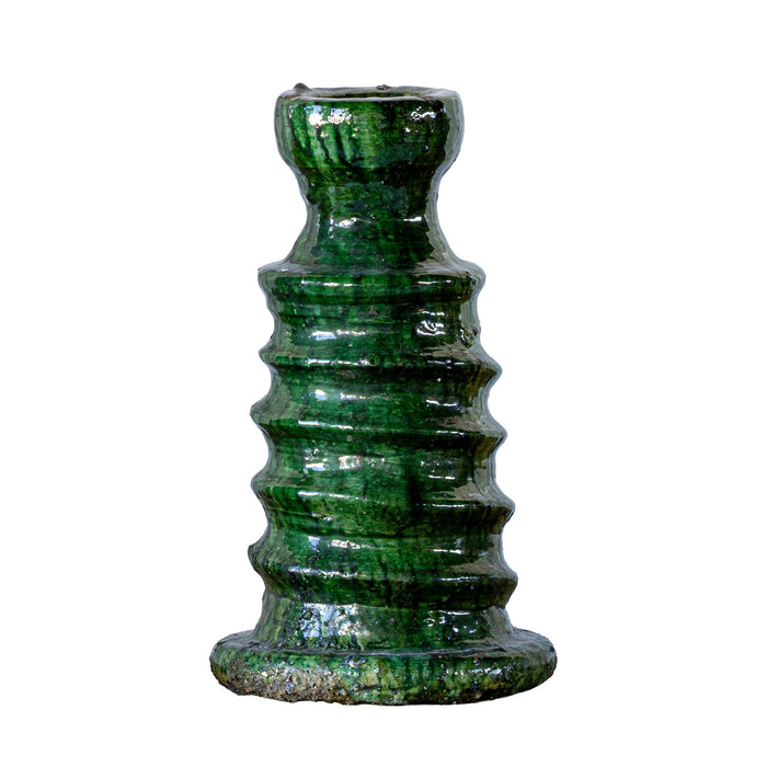 Tamegroute Ribbed Candle Stand, Green