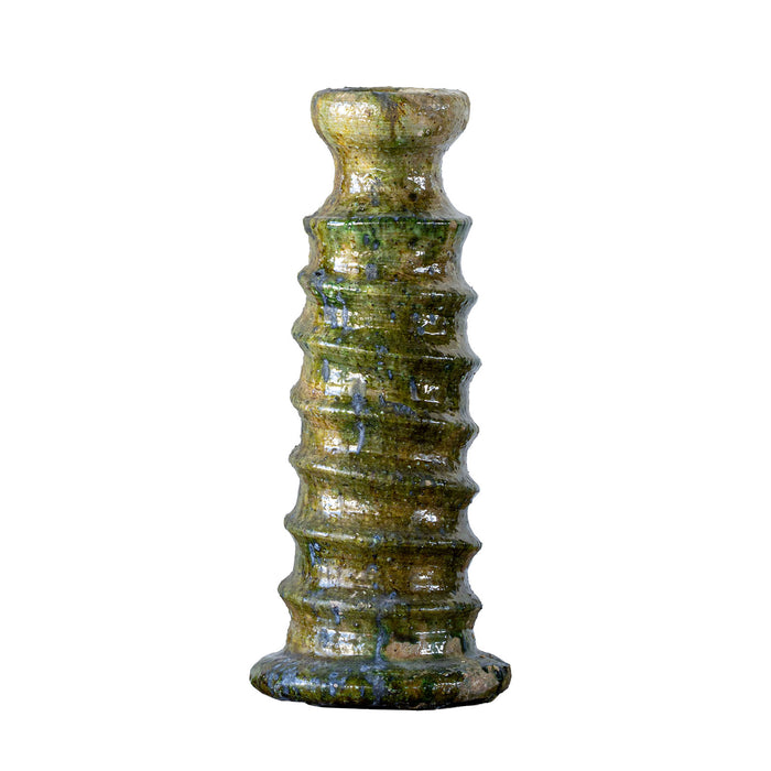 Tamegroute Ribbed Candle Stand, Green