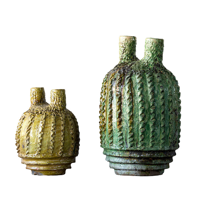 Tamegroute Pasteque Vase 2 Stem, Green