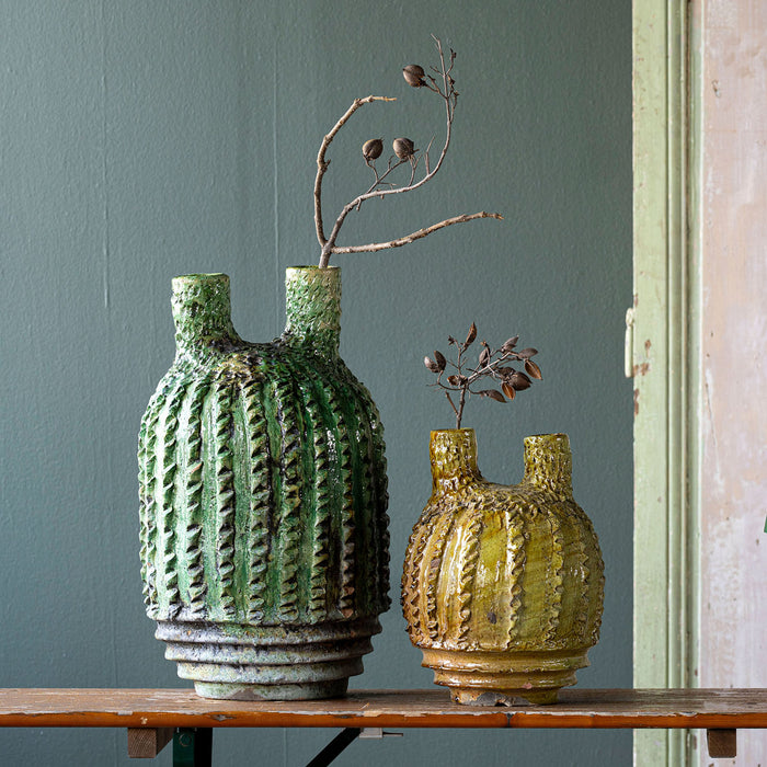 Tamegroute Pasteque Vase 2 Stem, Green