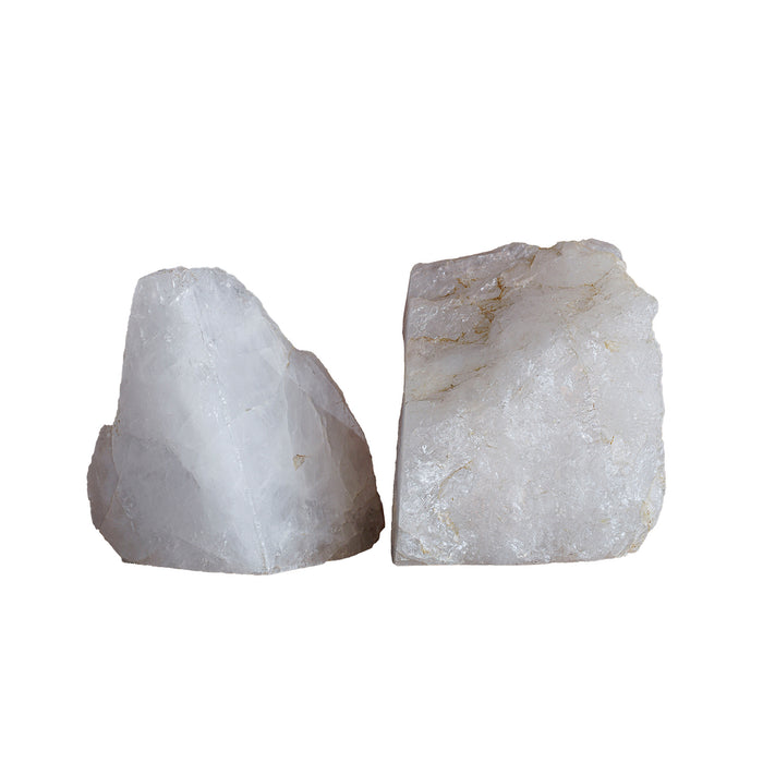 White Quartz Bookend Pair, Medium
