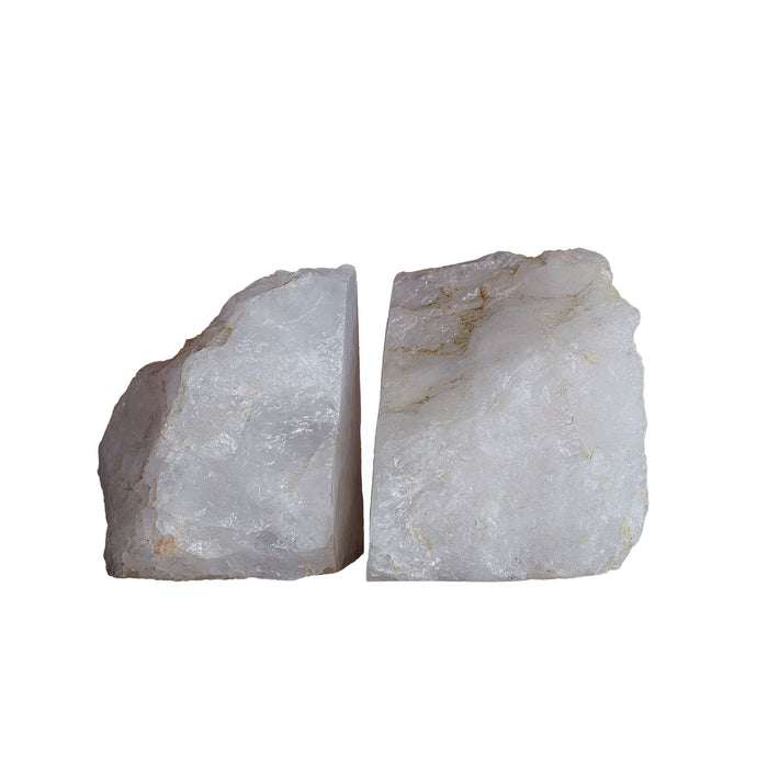 White Quartz Bookend Pair, Medium