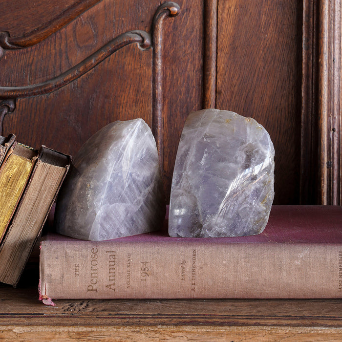 Blue Rose Quartz Bookend Pair, Medium