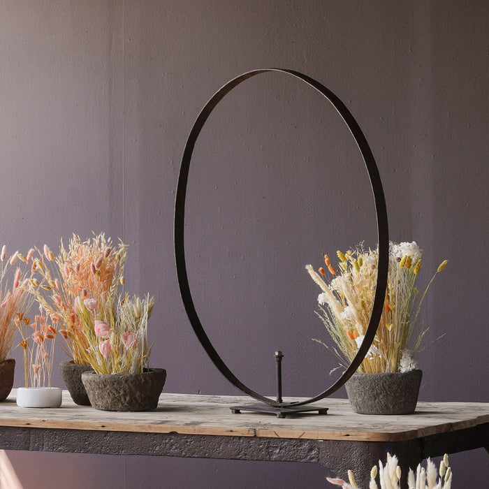 Vintage Wagon Wheel Rim on Stand