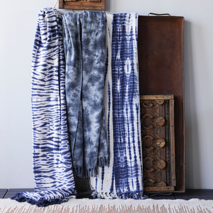 Tesuji Shibori Style Slub Cotton Throw