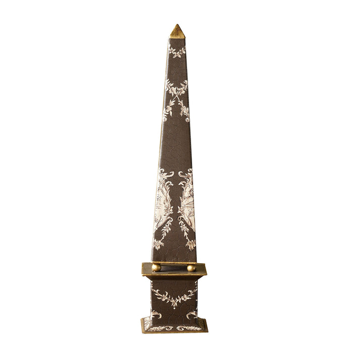 Hand-Painted Toile Obelisk