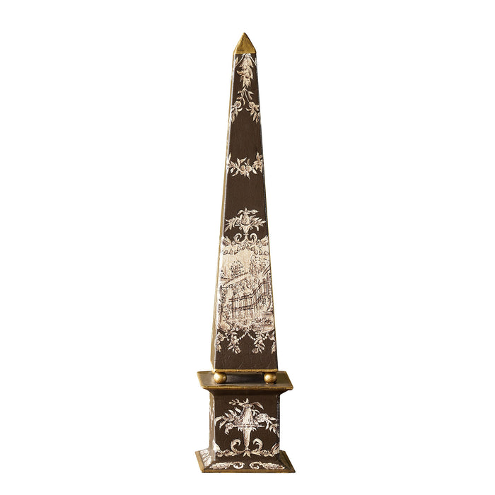 Hand-Painted Toile Obelisk