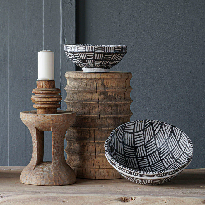 Hand Painted Paper Mache Bowl, Set/2