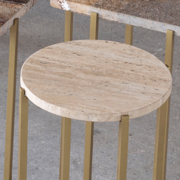 Travertine Drink Table, Round