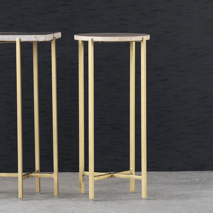 Travertine Drink Table, Round