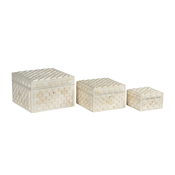 Basket Weave Bone Box, Set 3