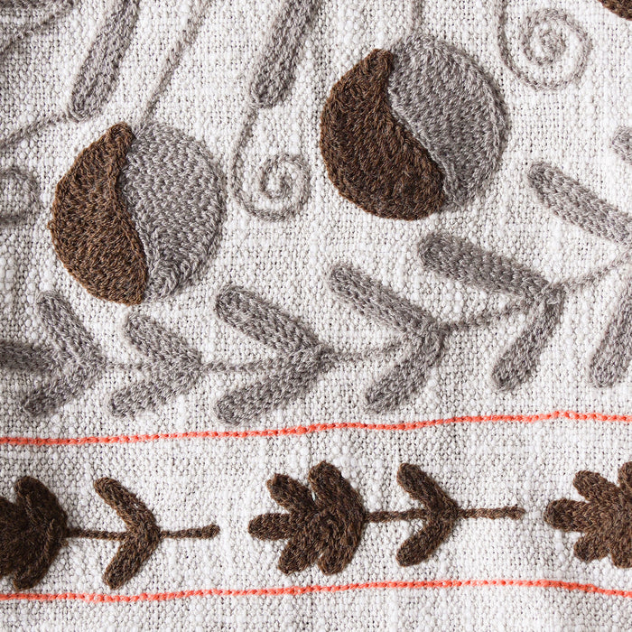 Handloom Slub Cotton Throw w Suzani Embroidery