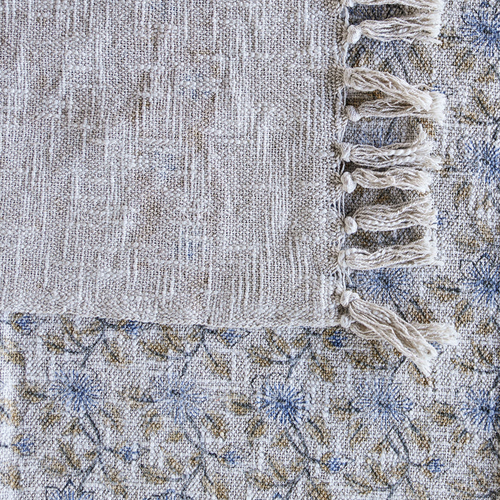 Handloom Cotton Throw w Multicolor Block Print