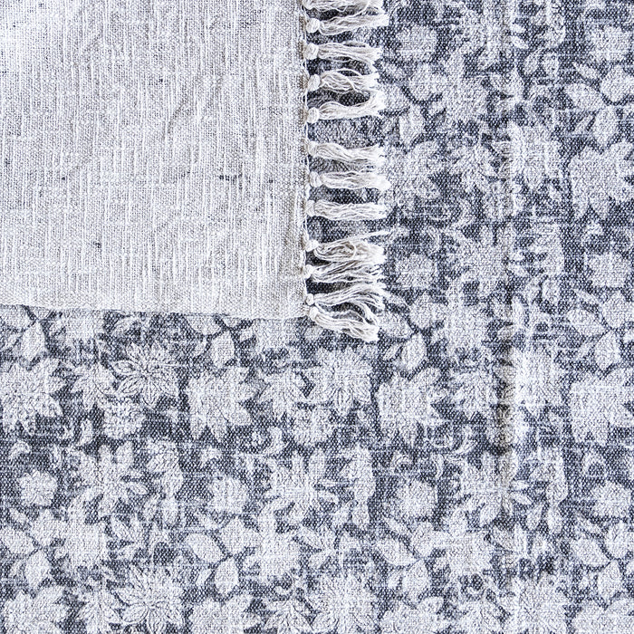 Handloom Slub Throw w Black Block Print