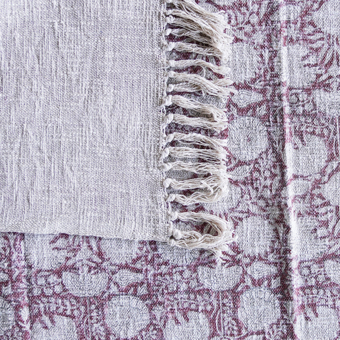 Handloom Cotton Throw w Blush Floral