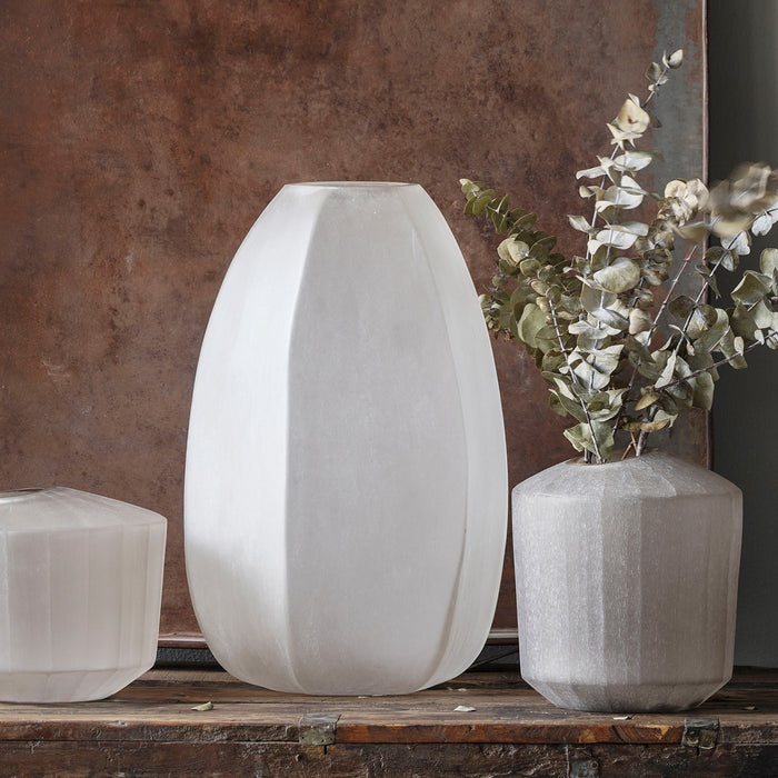 Lena Hand Cut Glass Vessel Tall