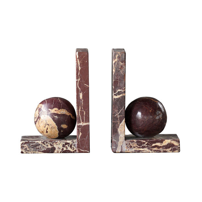 Rosso Levanto Sphere Bookend, Pair