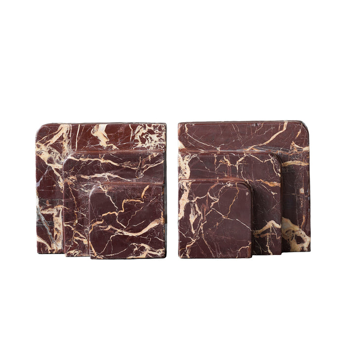 Rosso Levanto Art Deco Bookend, Pair