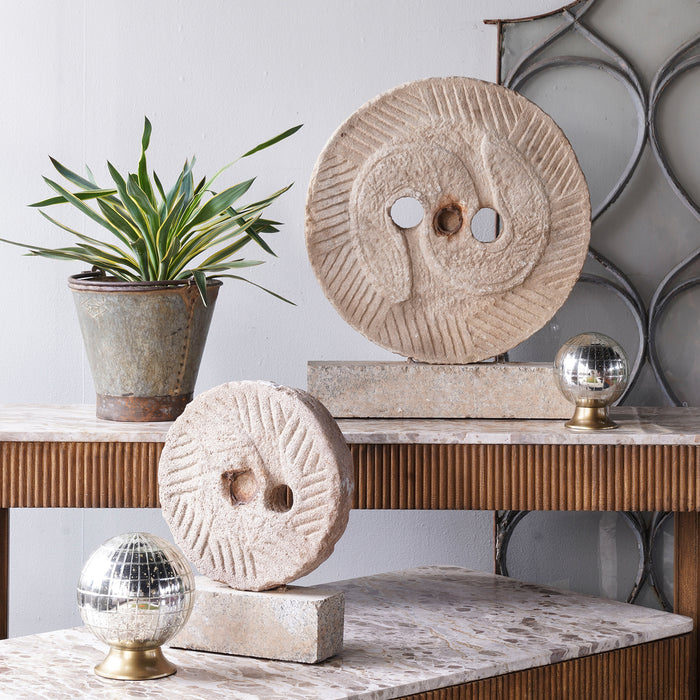 Vintage Mill Stone on Base