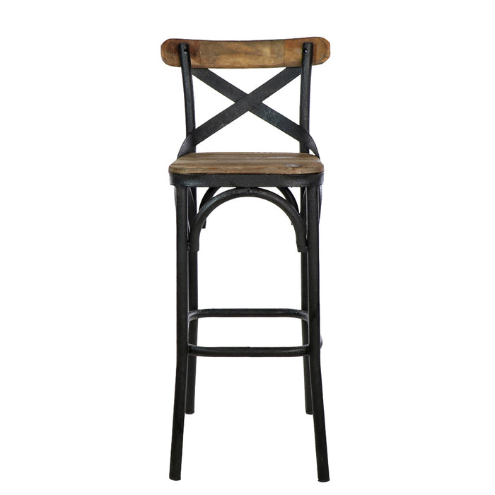 Crossroads Bar Stool with Iron, Black