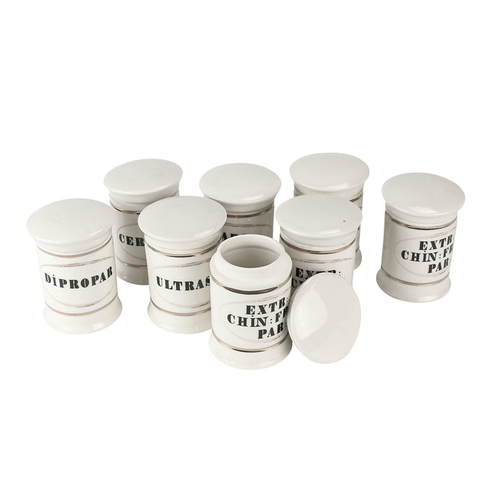 Ceramic Apothecary Jars, Small, S/8