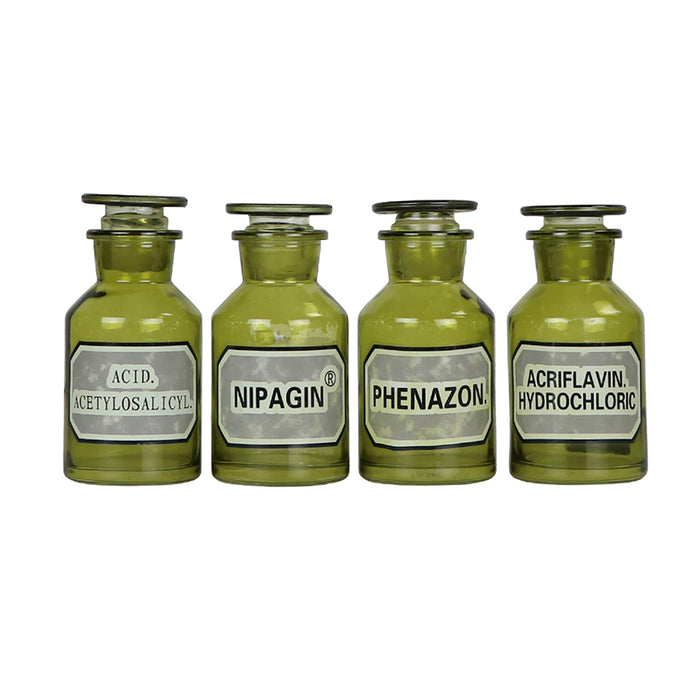 Green Apothecary Bottles, S/4