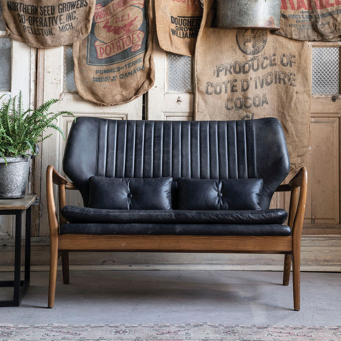 Leather Helsinki Loveseat, Slate