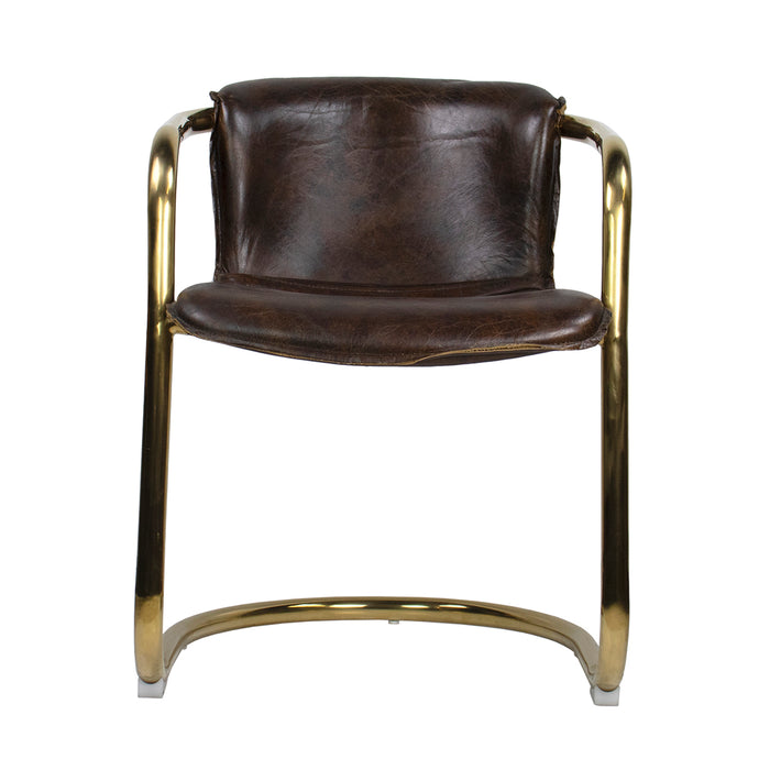 Allure Desk Chair Brown & Brass