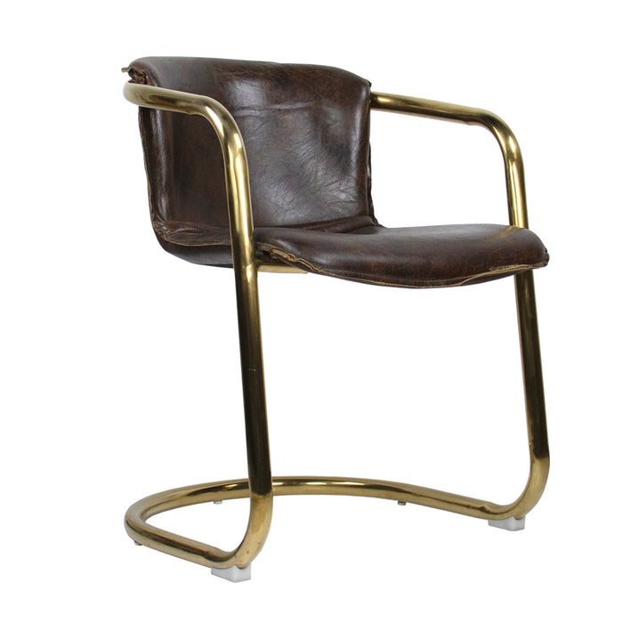 Allure Desk Chair Brown & Brass