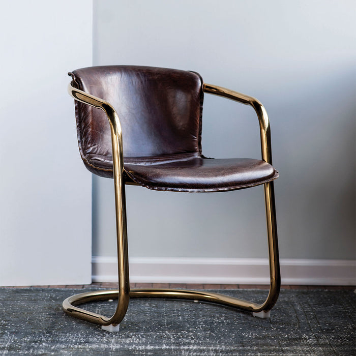 Allure Desk Chair Brown & Brass