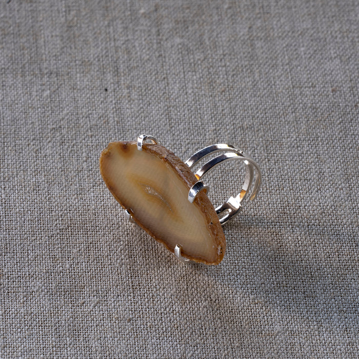 Agate Slice Ring Silver