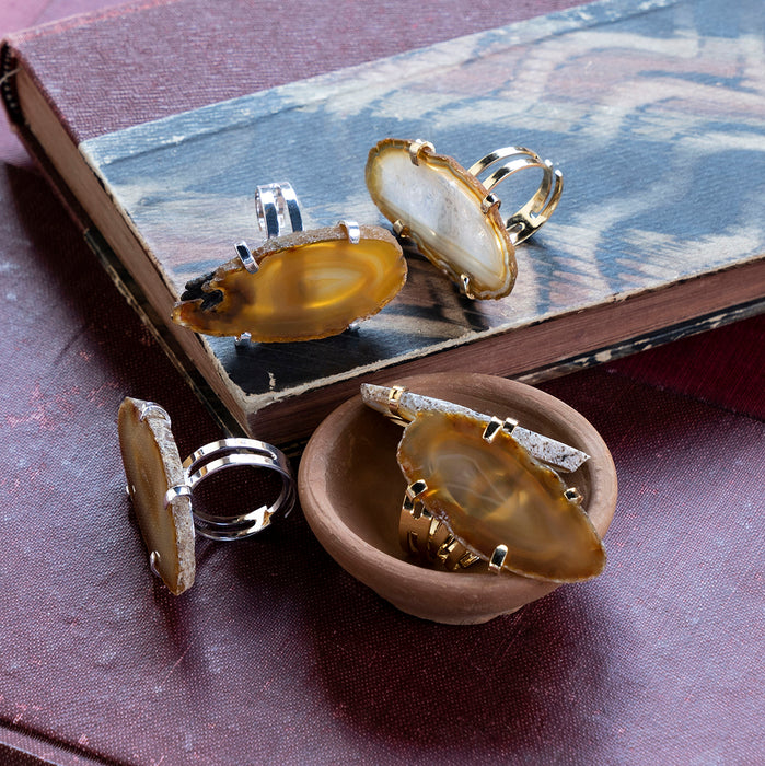 Agate Slice Ring Silver