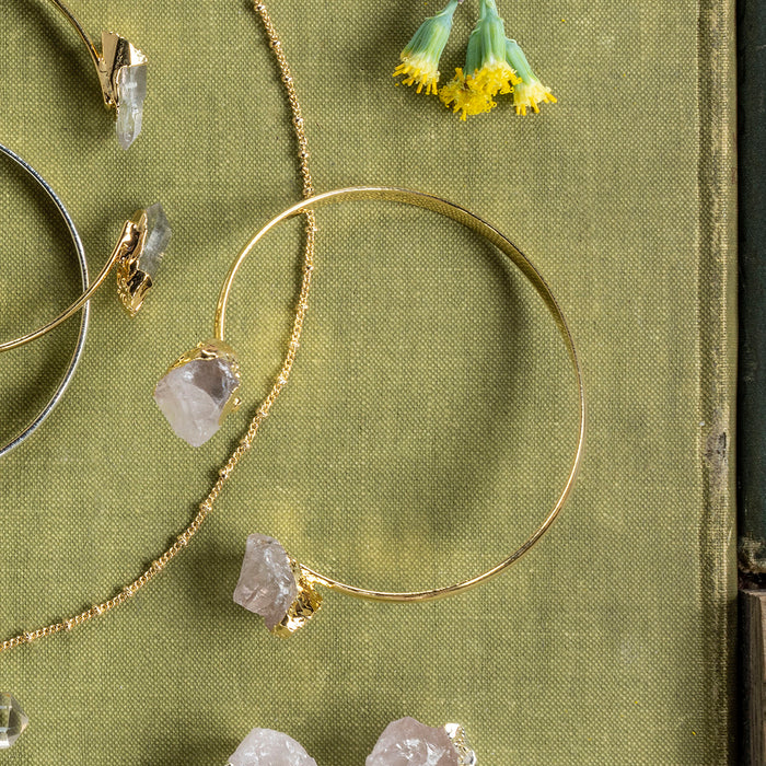 Elements Bracelet Rose Quartz Gold