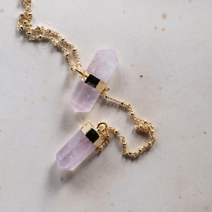 Bijou Necklace Rose Quartz Gold