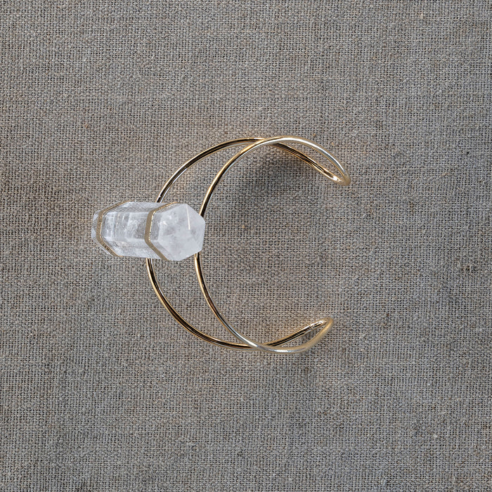 Wire Cuff Bracelet Quartz Gold